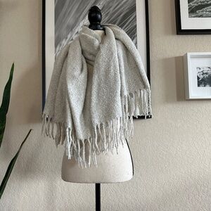 Oversized Terry Cloth Fringe Scarf